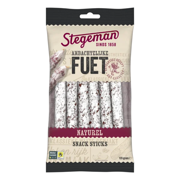 Packshot Ambachtelijke Fuet Naturel Snack Sticks 