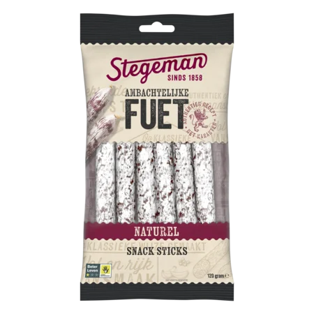 Packshot Ambachtelijke Fuet Naturel Snack Sticks 
